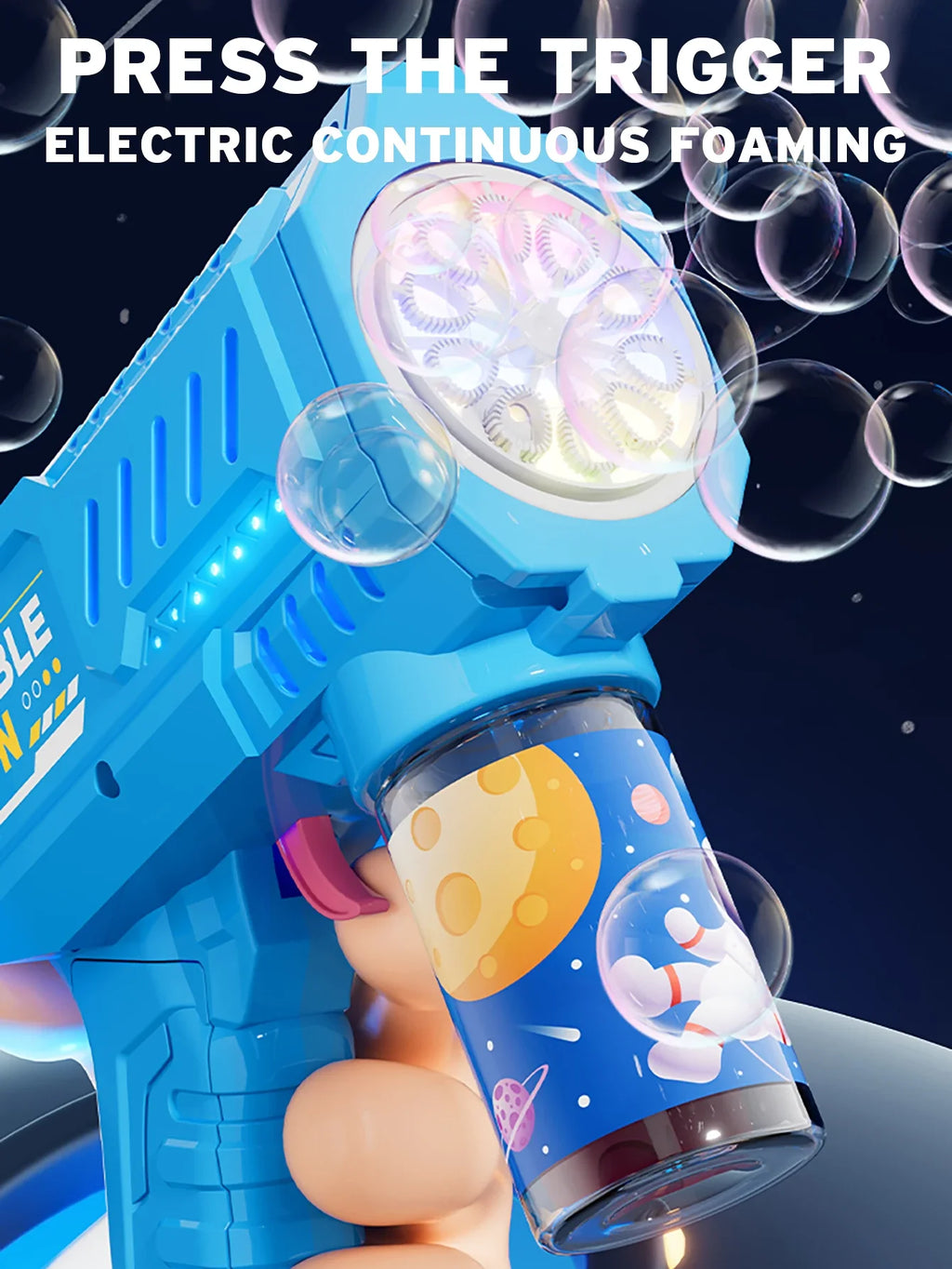 Automatic Bubble Gun Rocket Blower with Bubble Liquid Toy for Kids Outdoor Beach Gifts