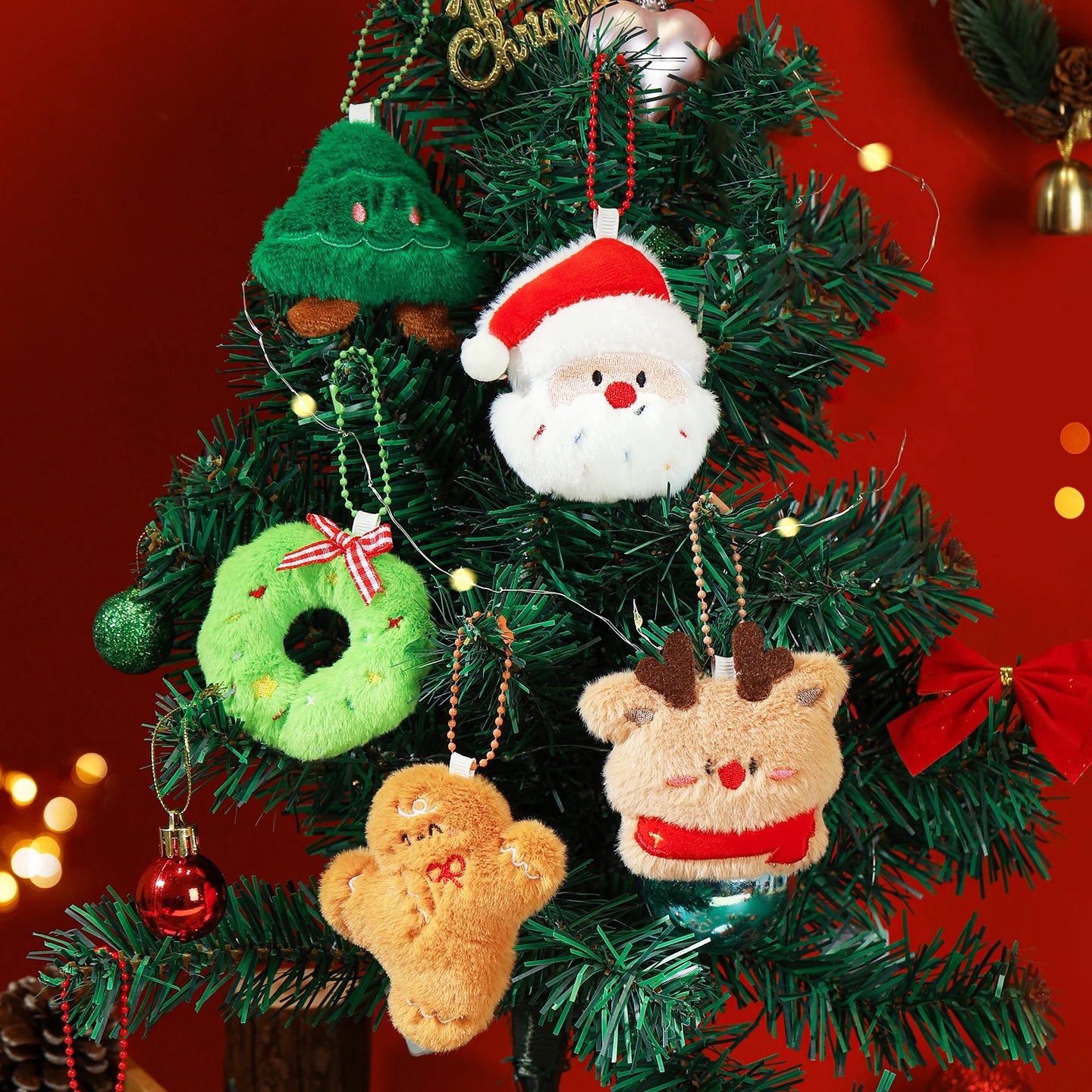 Cute Plush Santa Claus Christmas Tree Pendant Keychain Ornament Toy