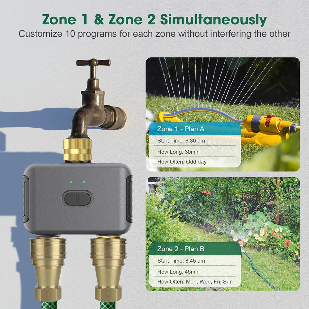 Tuya Smart Dual Water Timer Bluetooth Zigbee Outdoor Garden Irrigation Controller