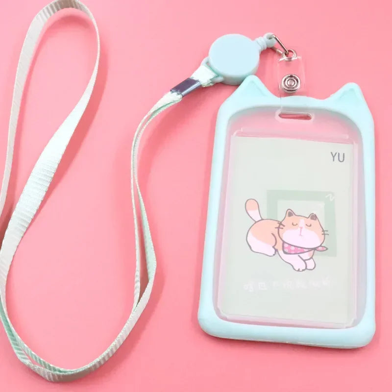 1PC Cute Cartoon Cat Card Holder Bank Identity Bus ID Card Holder
