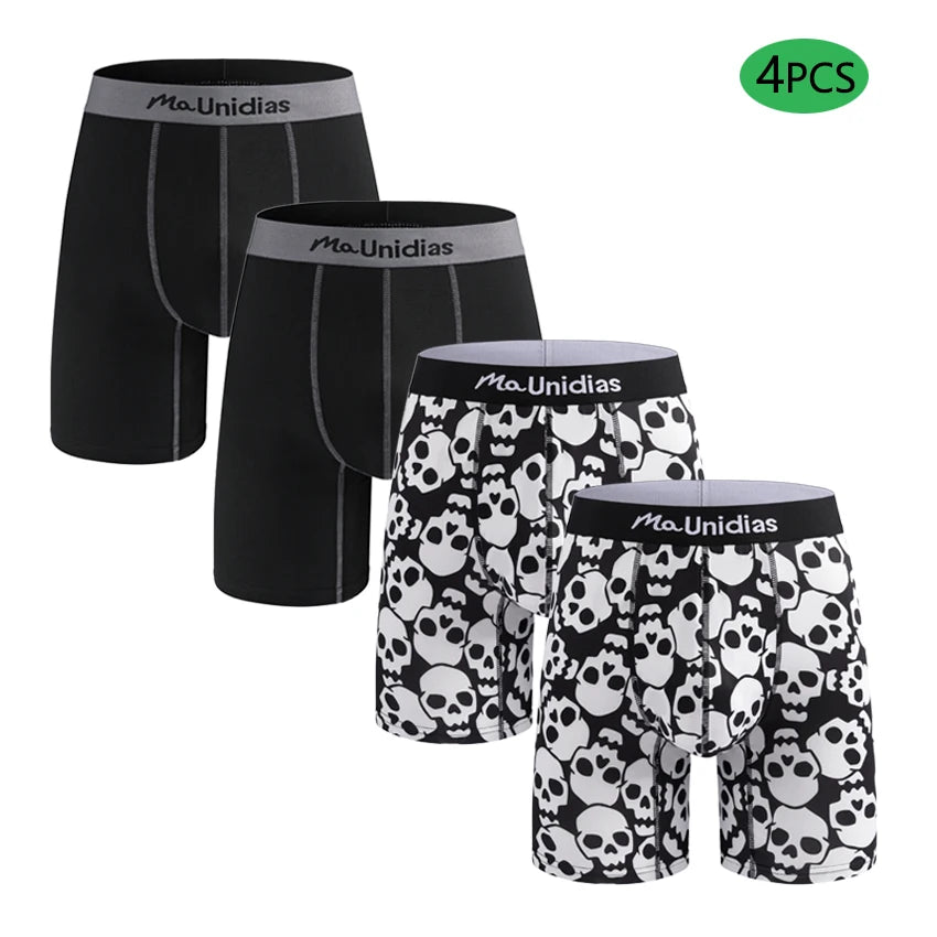CowLost | activewear-pants-4pcs-mens-boxer-briefs-with-elastic-waistband-skull-print |21