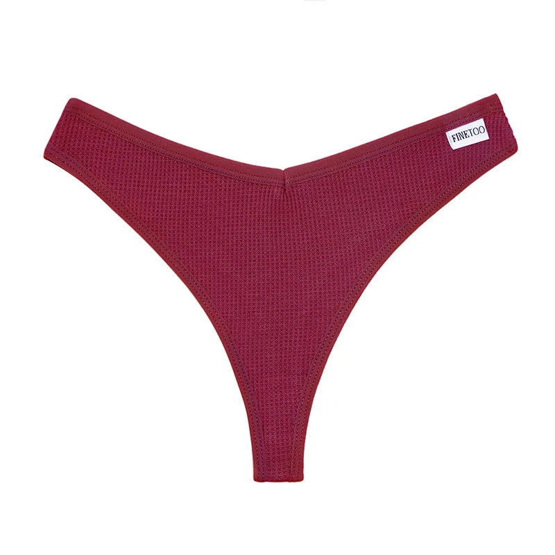 CowLost | activewear-pants-3pcs-cotton-waffle-women-s-sexy-thong-panties-set |28