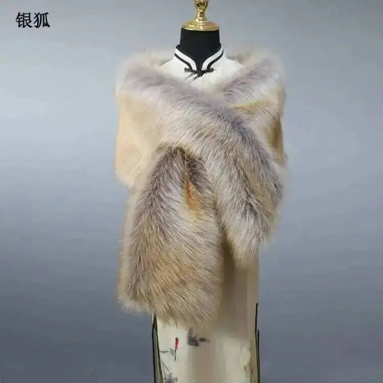 CowLost | 32-colors-165-30cm-women-luxury-warm-faux-fox-fur-shawl-winter-ladies-plush-scarf |29