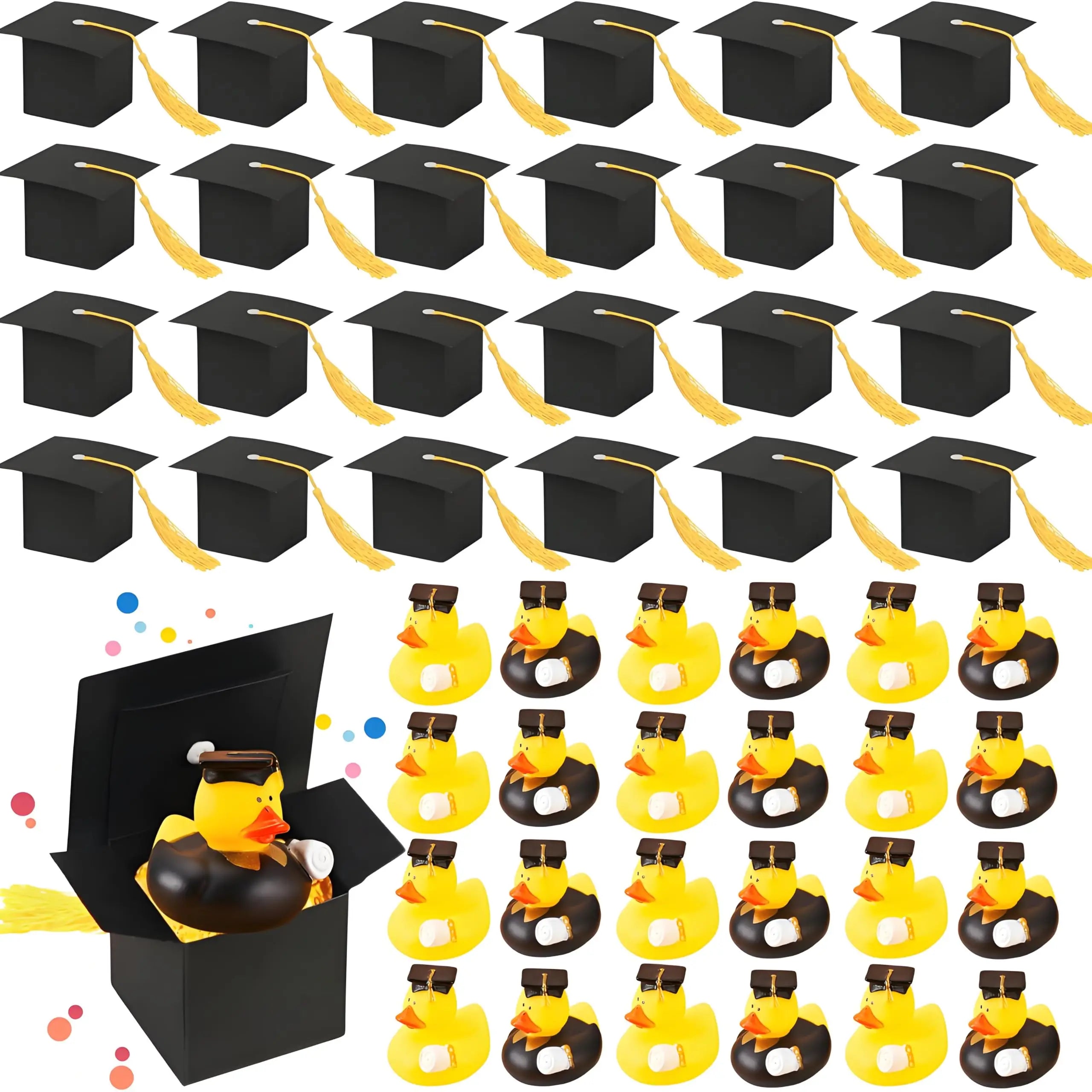 CowLost | product_id-graduation-rubber-duck-sets-with-candy-boxes-and-yellow-tassel-6-12-24-bulk-grad-party-favors |1