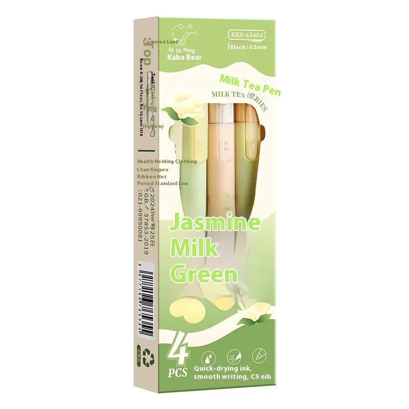 CowLost | product_id-4pcs-milk-tea-gel-pens-set-assorted-retractable-0-5mm-rollerball-for-fast-dry-note-taking-exams |5