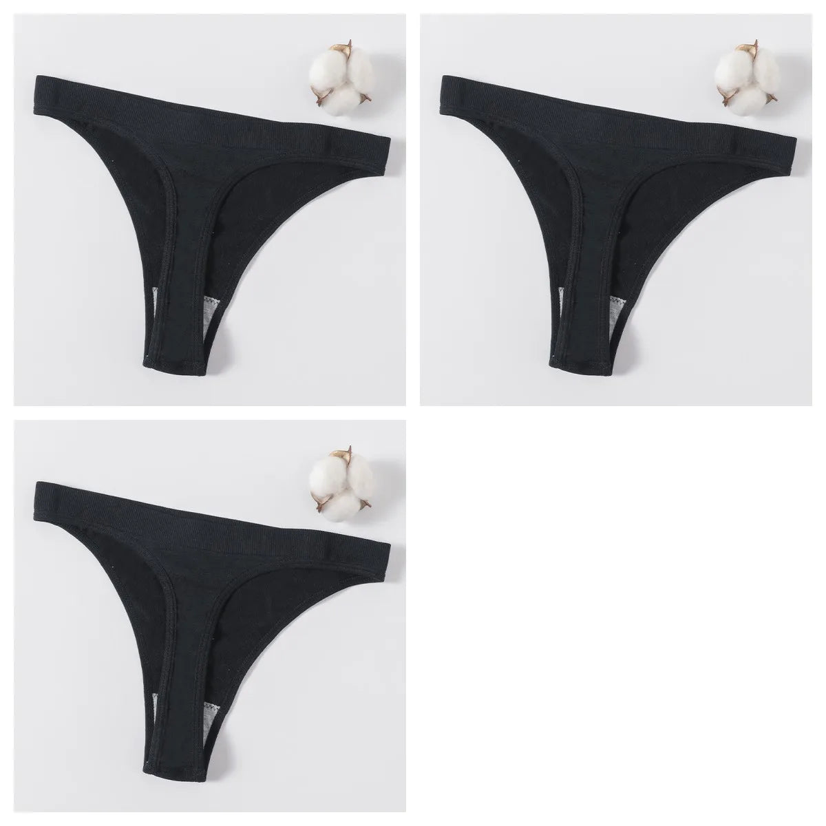 CowLost | product_id-3pcs-women-high-rise-seamless-brazilian-g-string-thong-panties-m-xl |26