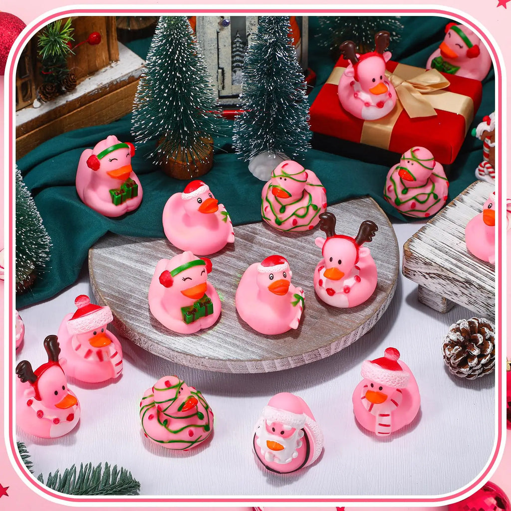 CowLost | product_id-6-12-24pcs-pink-rubber-duck-toys-bulk-mini-ducks-for-christmas-birthday-shower-party-favors-decoration |3