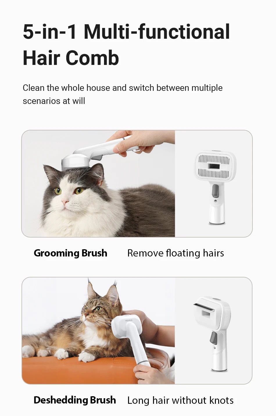 CowLost | pet-beds-rojeco-5-in-1-pet-grooming-vacuum-kit-for-cat-dog-hair |11