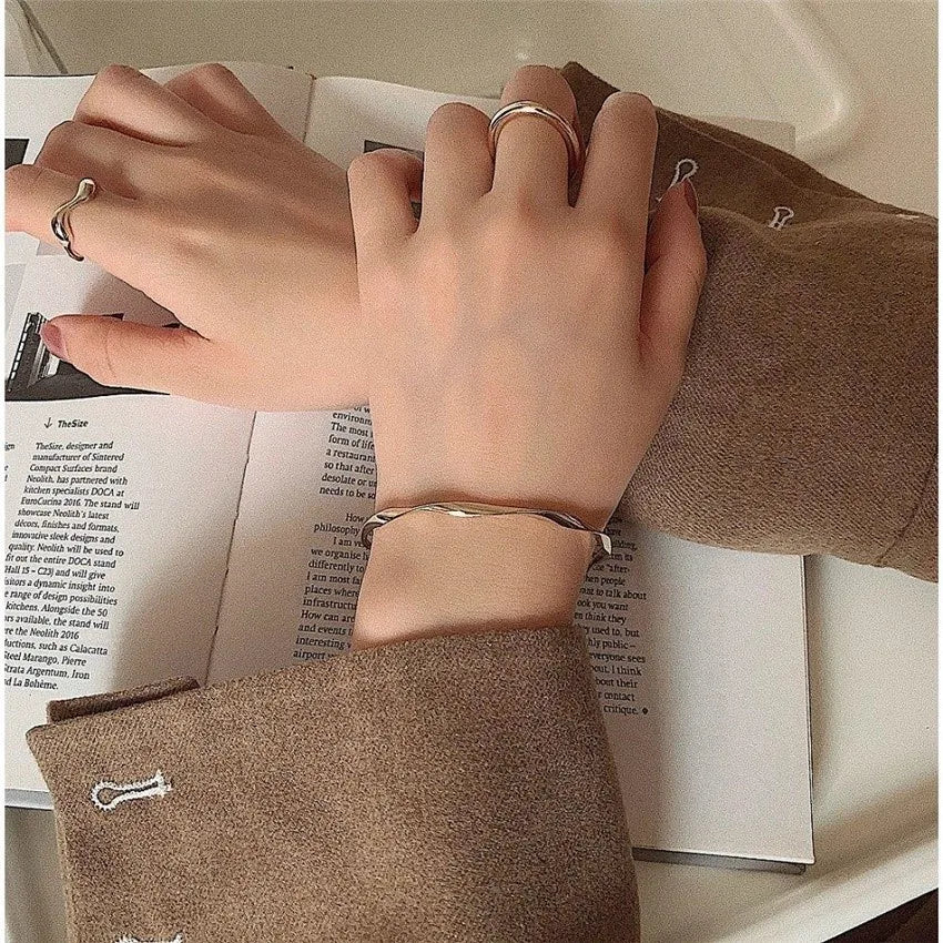 Stainless Steel Gold Bamboo Joint Bangles Trendy Bracelet for Women Men