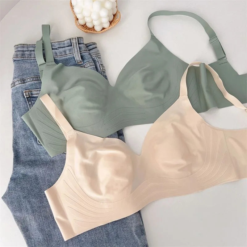 CowLost | thin-large-breasts-show-smaller-breasts-rabbit-ears-breathable-seamless-underwear-womens-small-breasts-push-up-bra |3