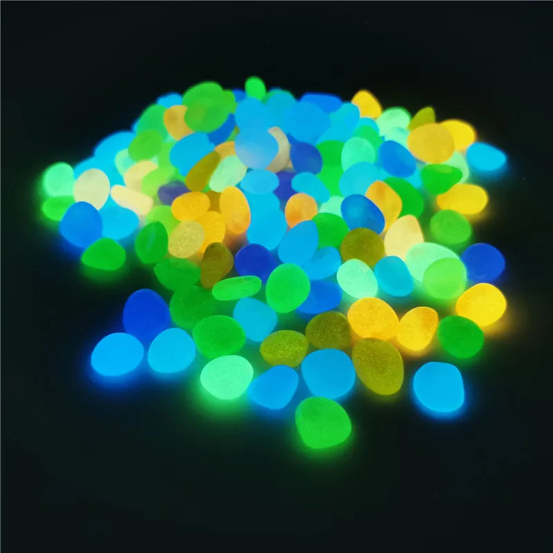 50pcs Glow in Dark Luminous Stones Garden Pebbles Fish Tank Aquarium Decoration