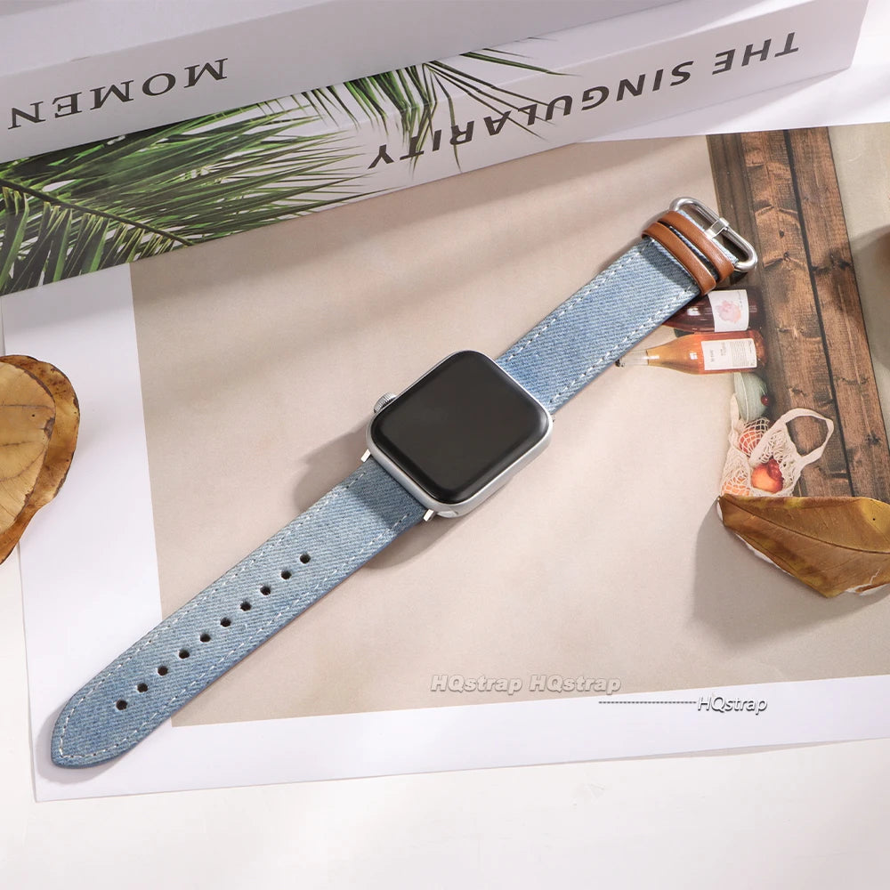 CowLost | watch-bands-product_id-hqstrap-sailcloth-denim-leather-watch-band-for-apple-watch-series-10-5-38-49mm |5
