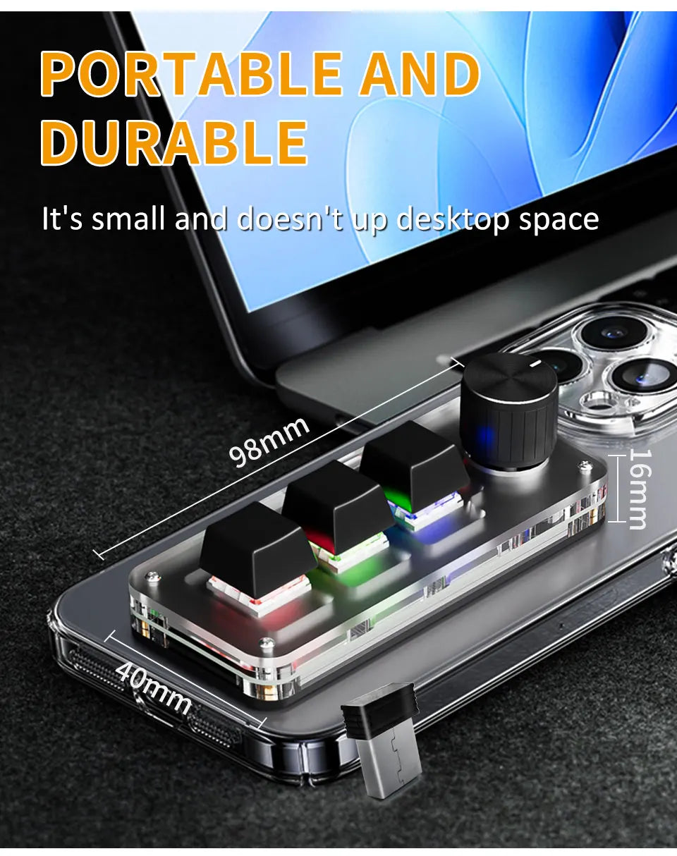 CowLost | product_id-2-4g-bluetooth-mini-mechanical-keyboard-3-key-with-macro-knob-hot-plug |11