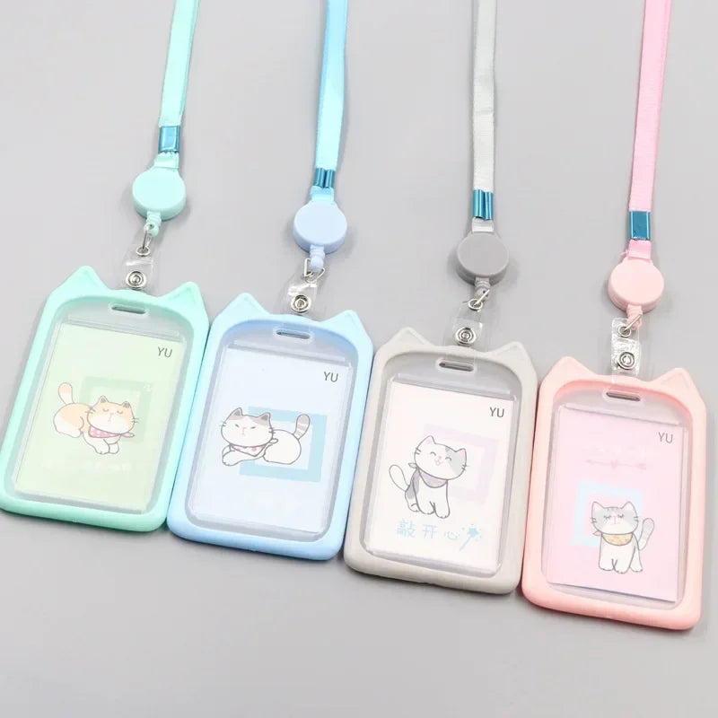 1PC Cute Cartoon Cat Card Holder Bank Identity Bus ID Card Holder
