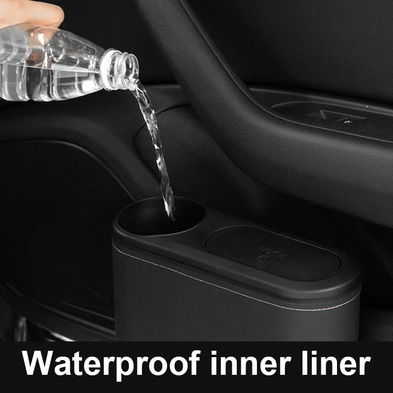 CowLost | can-organizers-product_id-car-rear-row-hanging-trash-can-with-abs-pressing-lid-and-drink-holder-universal-organizer |3