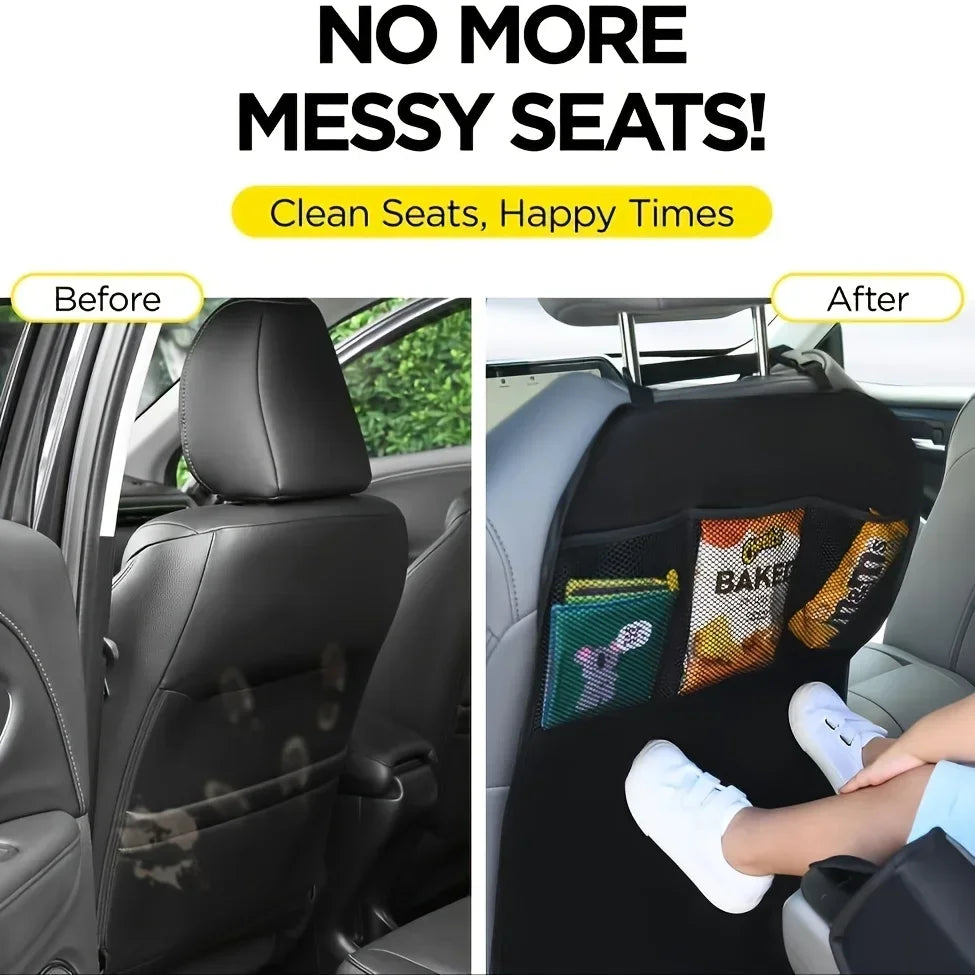 CowLost | black-seat-cover-for-kids-with-3-pocket-storage-organizer |2