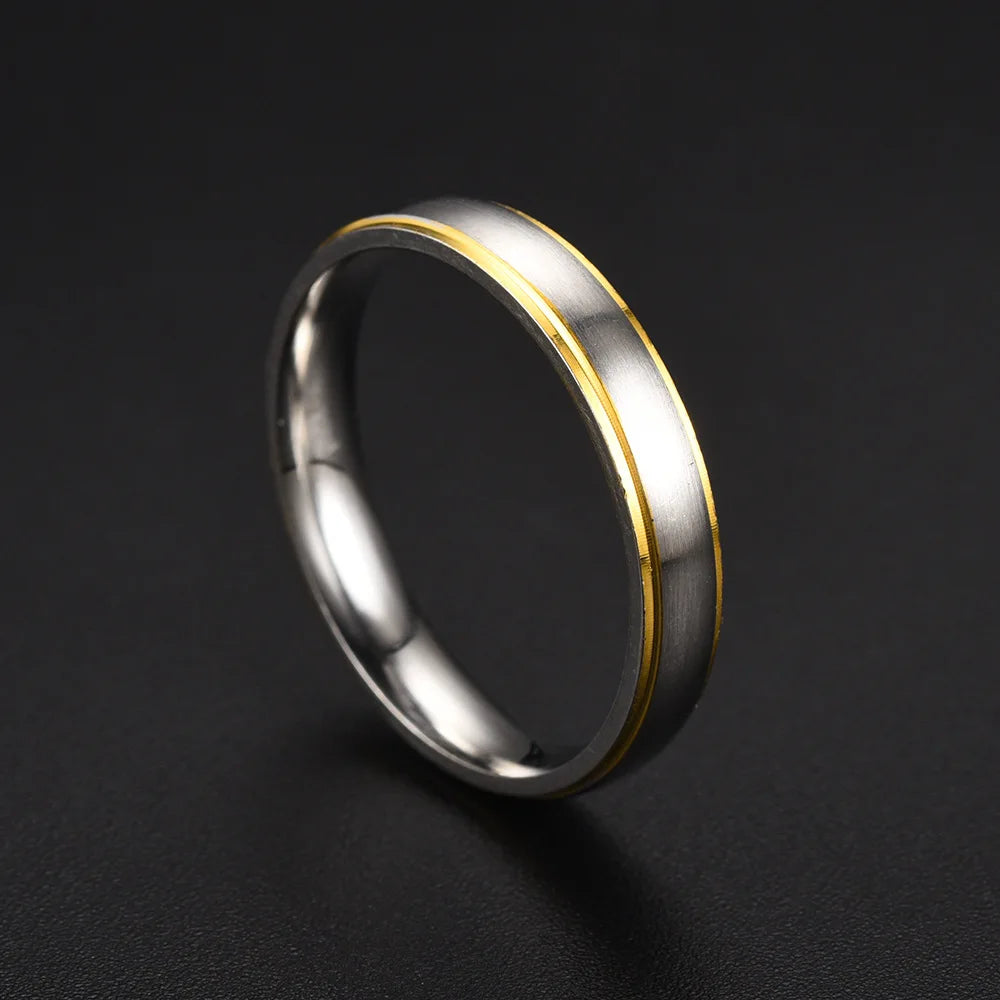 Titanium Steel Zircon Couple Rings Valentine's Day Jewelry Gift 2025 Wholesale