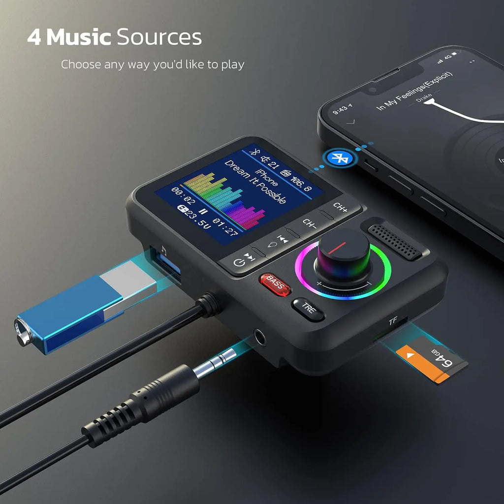 CowLost | product_id-wireless-fm-transmitter-with-color-screen-dual-usb-qc3-0-fast-charging-car-aux-mp3-player |1