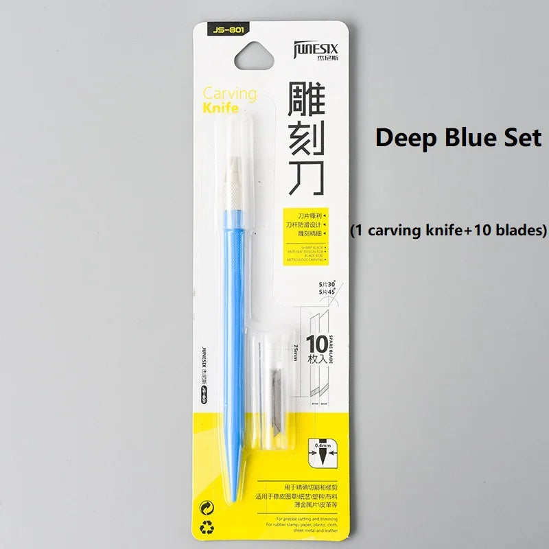 CowLost | product_id-junesix-801-carving-knife-with-10-blades-9-colors-diy-engrave-pen-art-supplies |14