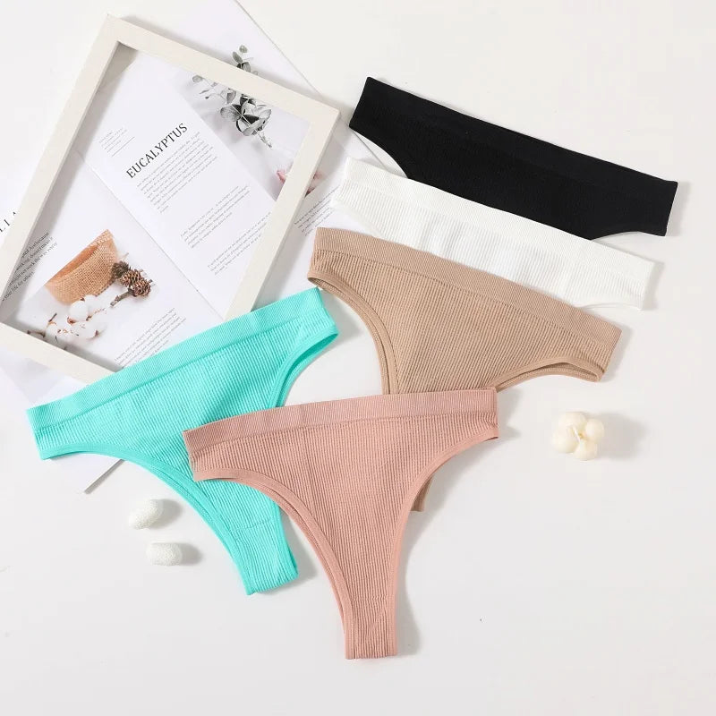CowLost | 5pcs-set-seamless-briefs-women-brazilian-panties-sexy-lingerie-female-underpants-low-rise-bottom-solid-color-underwear-m-l |3