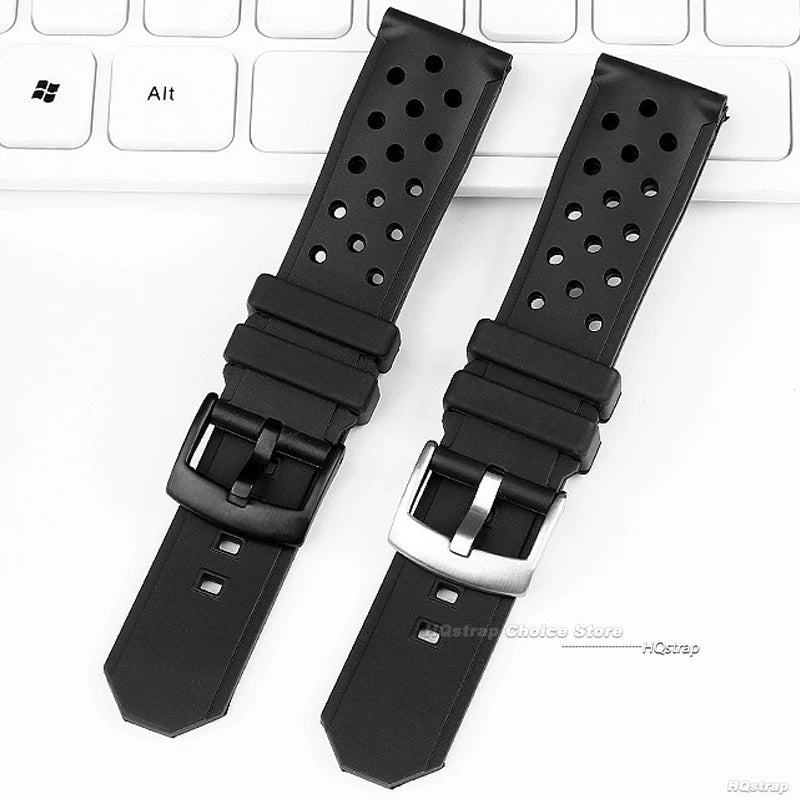 CowLost | black-silicone-wristband-for-tag-heuer-for-racing-f1-waz2113-waterproof-bracelet-22mm-diving-watchband-breathable-replacement |12