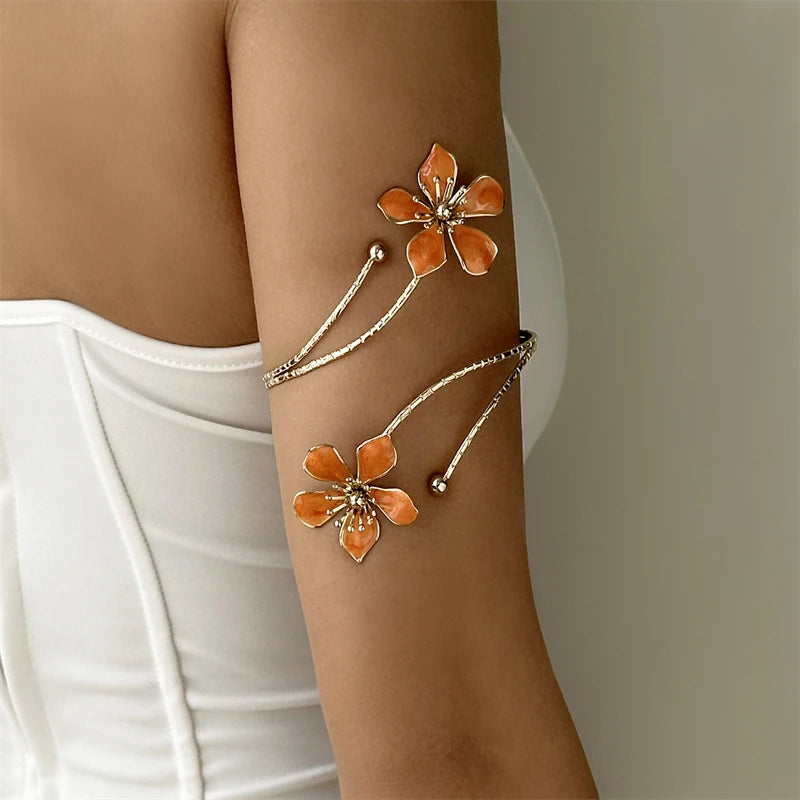CowLost | boho-elegant-enamel-flower-upper-arm-cuff-bracelet-for-women |10