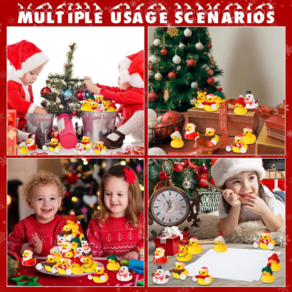 CowLost | product_id-100-pack-christmas-rubber-duck-toys-bulk-multi-style-winter-bath-ducks-santa-claus-elk-snowman-hat-scarf |4