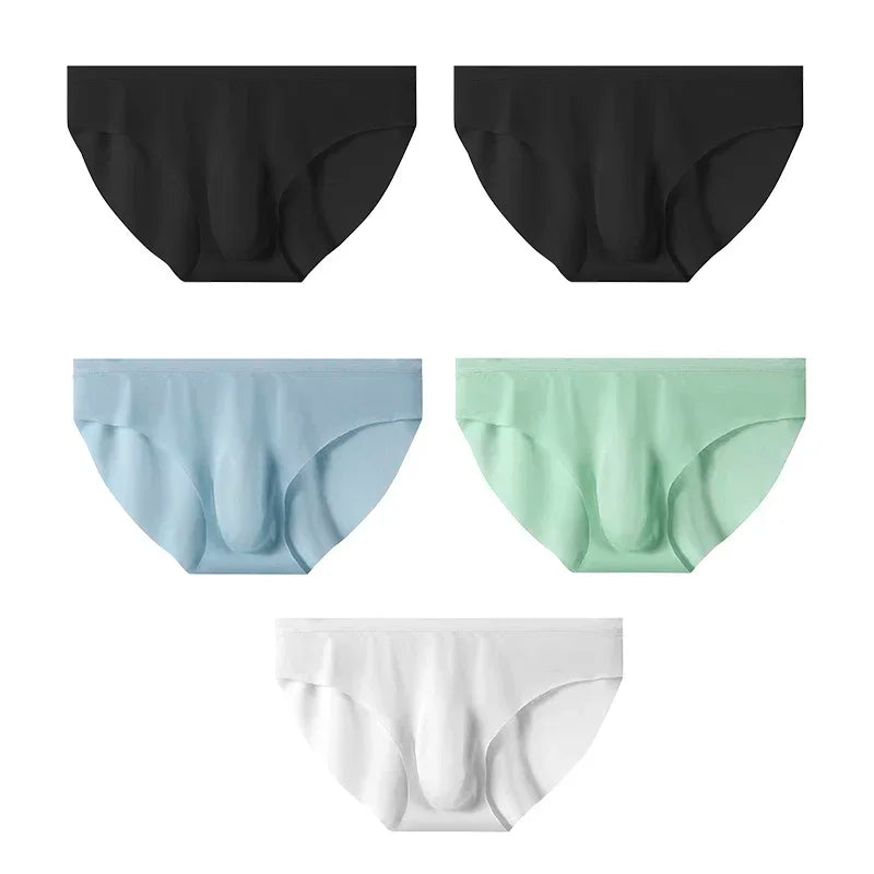 CowLost | 5-pairs-lot-mens-ice-silk-seamless-briefs-summer-transparent-quick-drying-underwear |21