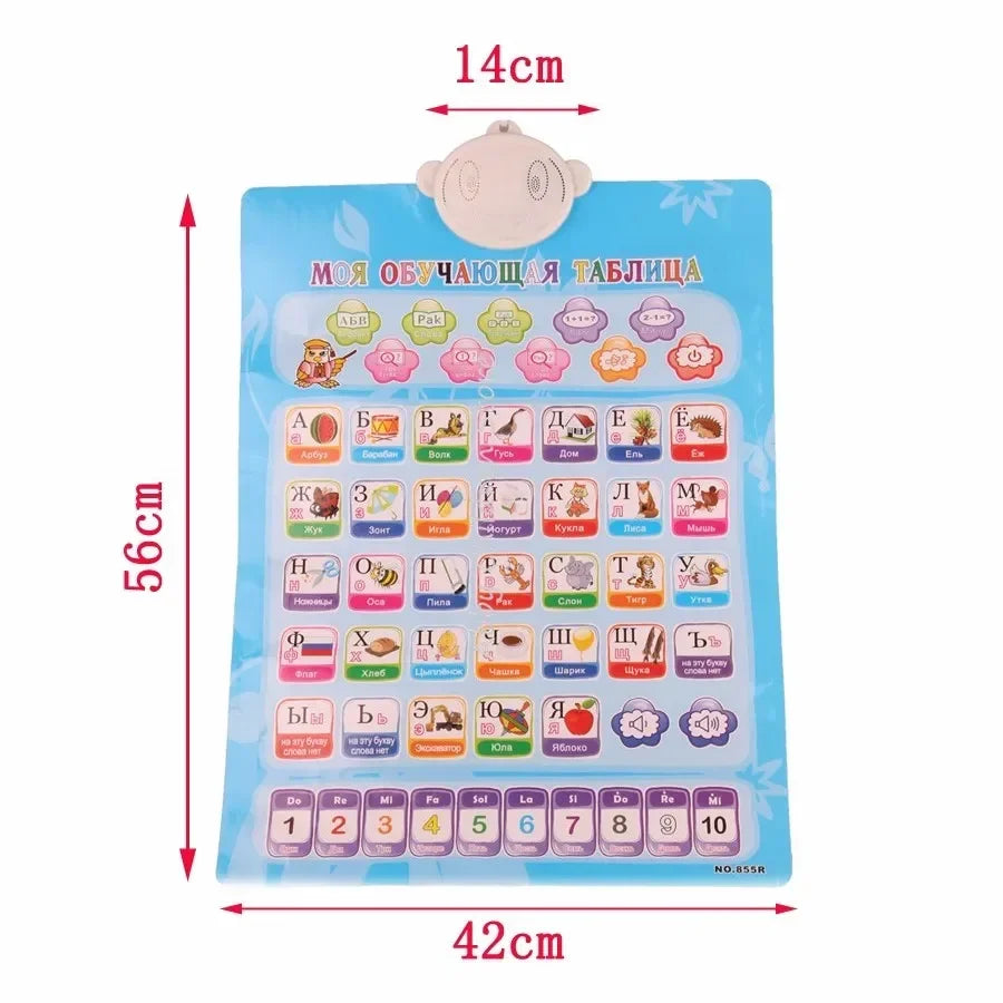 Russian Language Learning Baby Toy Alphabet Music Phonic Talking Wall Chart Poster