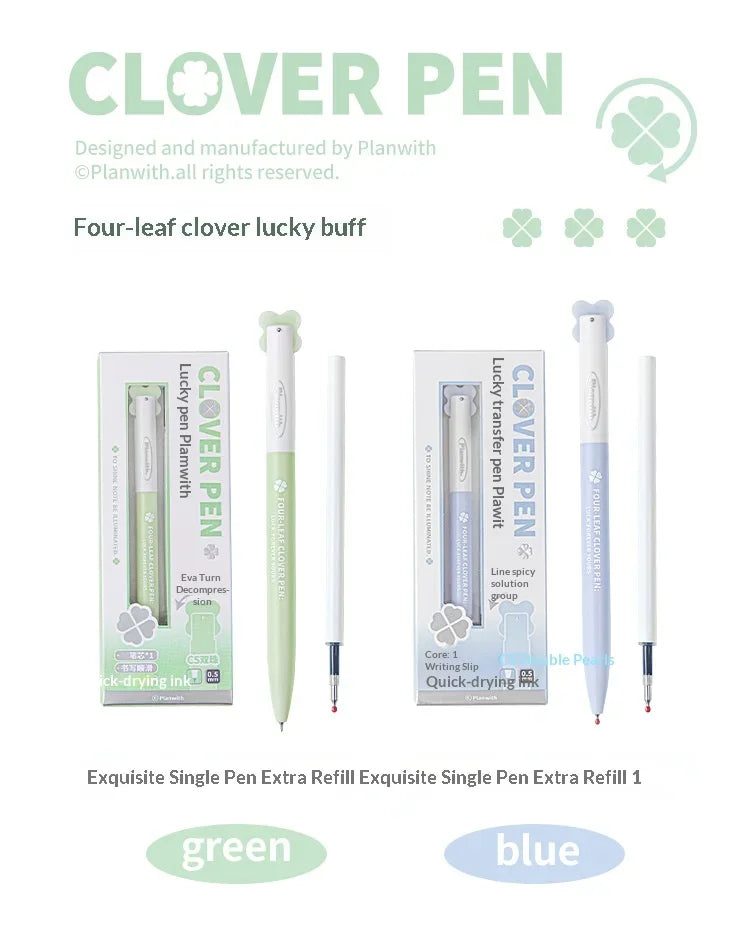 CowLost | product_id-planwith-lucky-clover-0-5mm-carbon-black-gel-pen-no-smudge-smooth-writing-rotary-twist |8