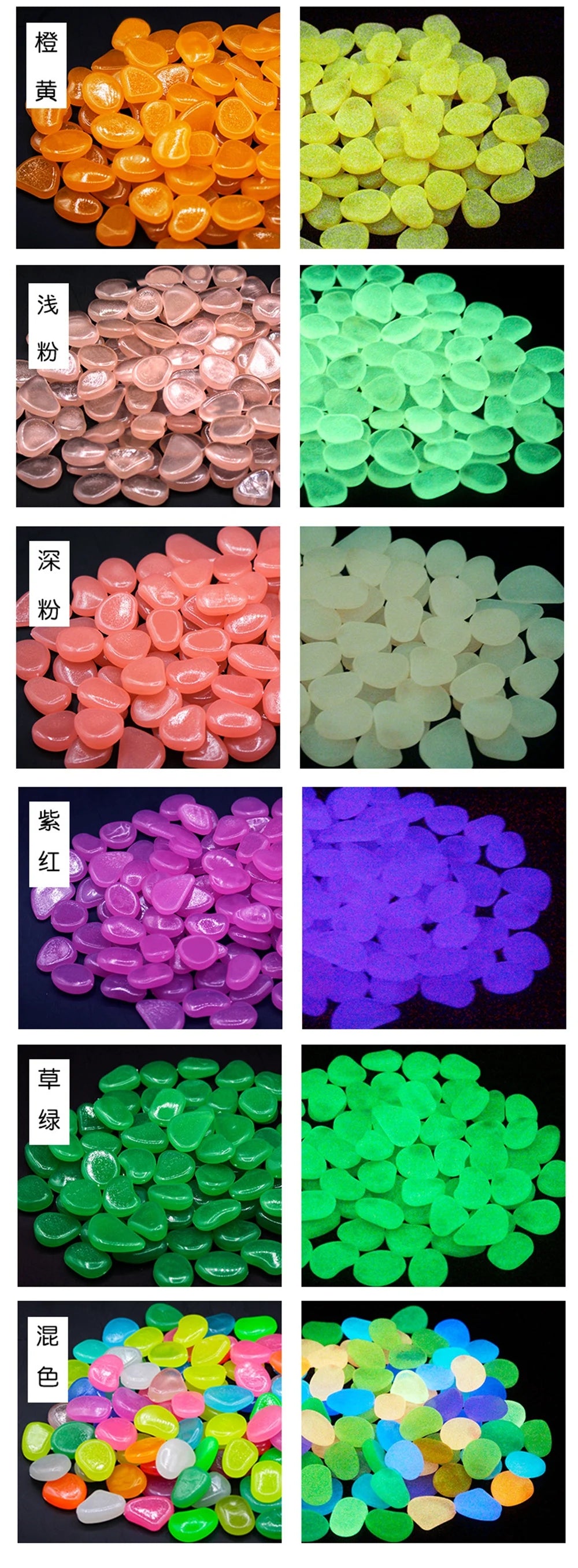 50Pcs Large Glow in the Dark Garden Pebbles for Patio, Lawn, Fish Tank, and Home Decoration