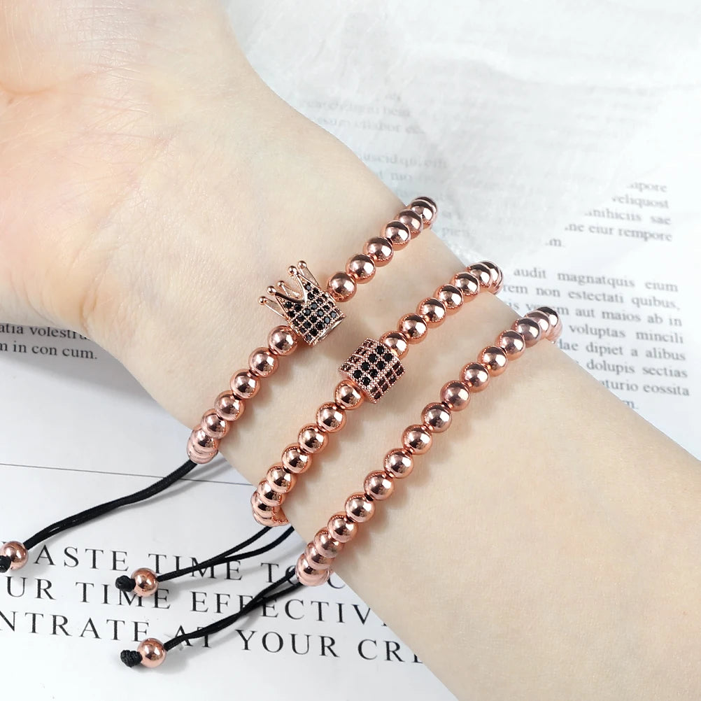 CowLost | badge-pass-holders-3pcs-copper-beads-bracelets-set-for-men-and-women |5