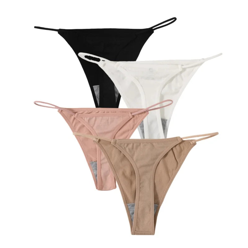 CowLost | product_id-4pcs-women-seamless-low-rise-solid-color-g-string-bikini-panties-t-back |23