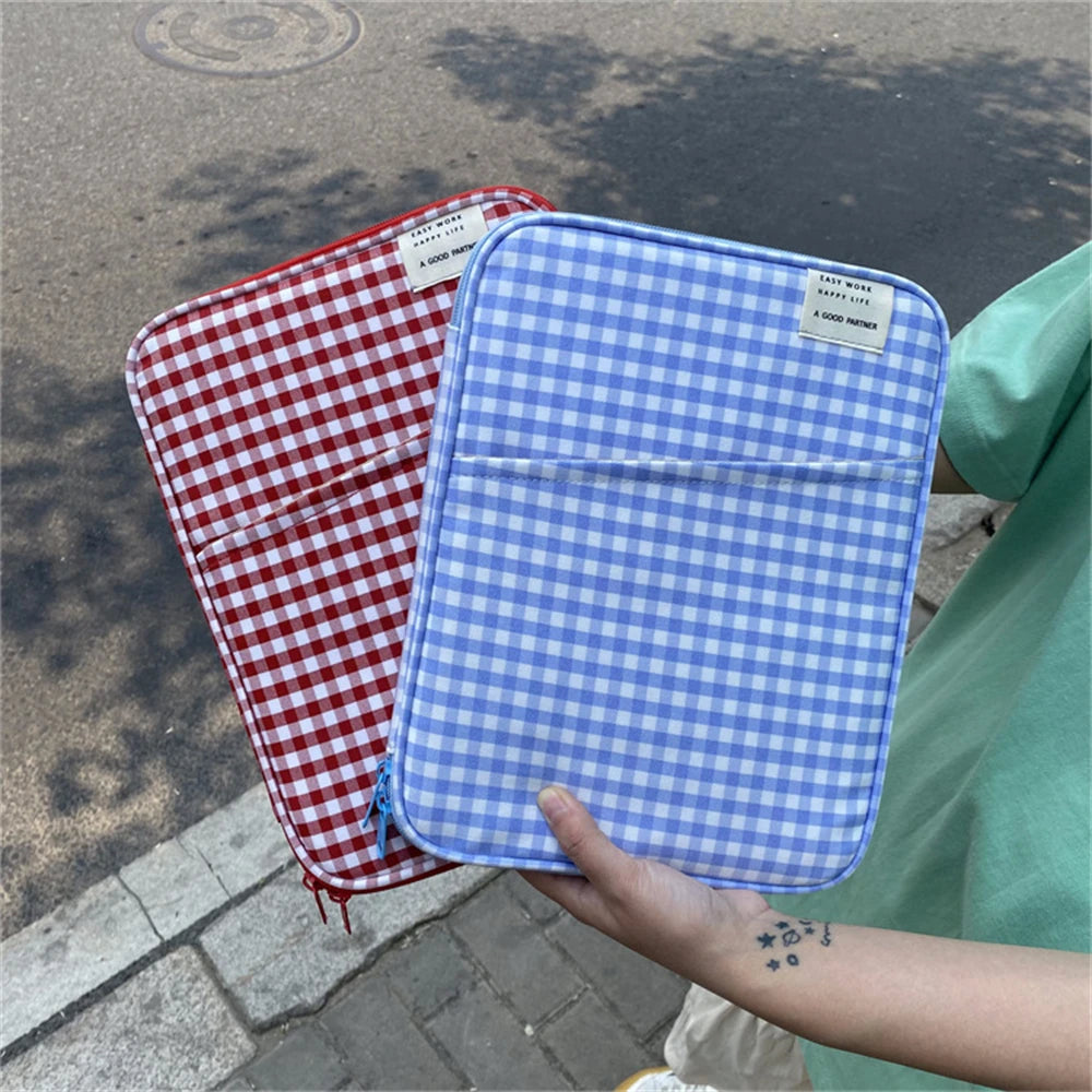 CowLost | grid-cases-tablet-sleeve-bag-7-9-12-9-inch-handbag-for-ipad-pro-samsung-xiaomi |16