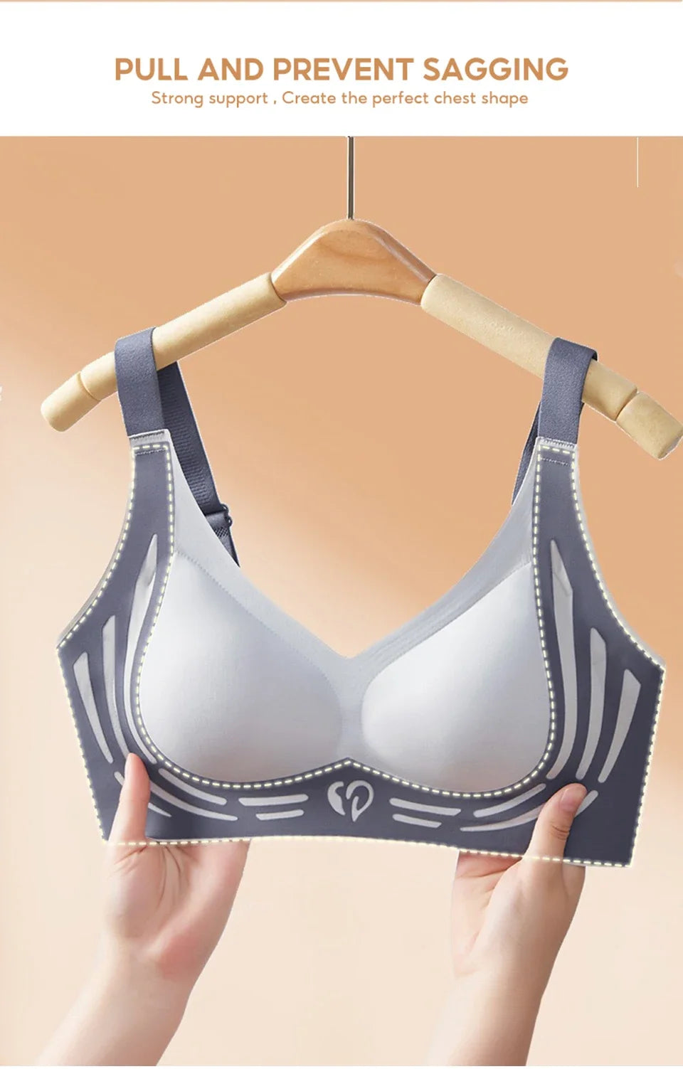 CowLost | fallsweet-seamless-push-up-bra-for-women-sports-bra-adjustable-v-neck-no-steel-ring-bras-female-sexy-lingeries-m-2xl-brassiere |9