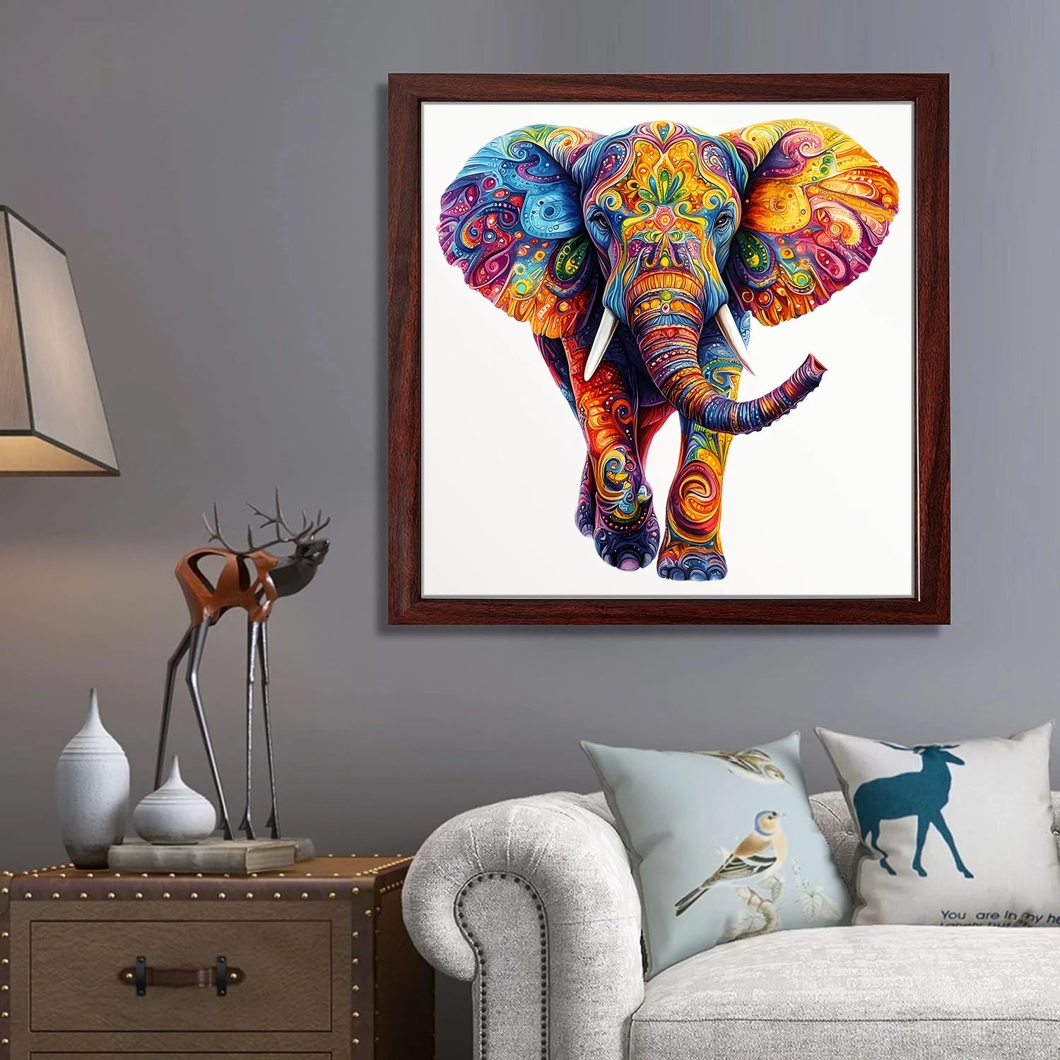 CowLost | product_id-colorful-elephant-shaped-wooden-jigsaw-puzzle-with-decorative-art-design |2