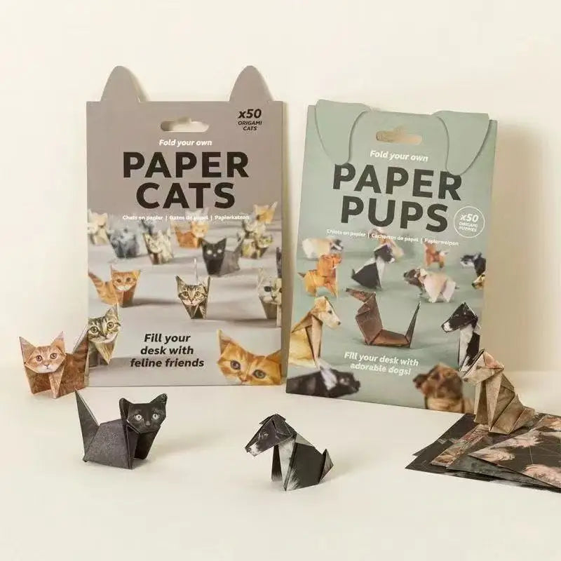 50pcs DIY Origami Paper Cats Folding Animal Craft Set