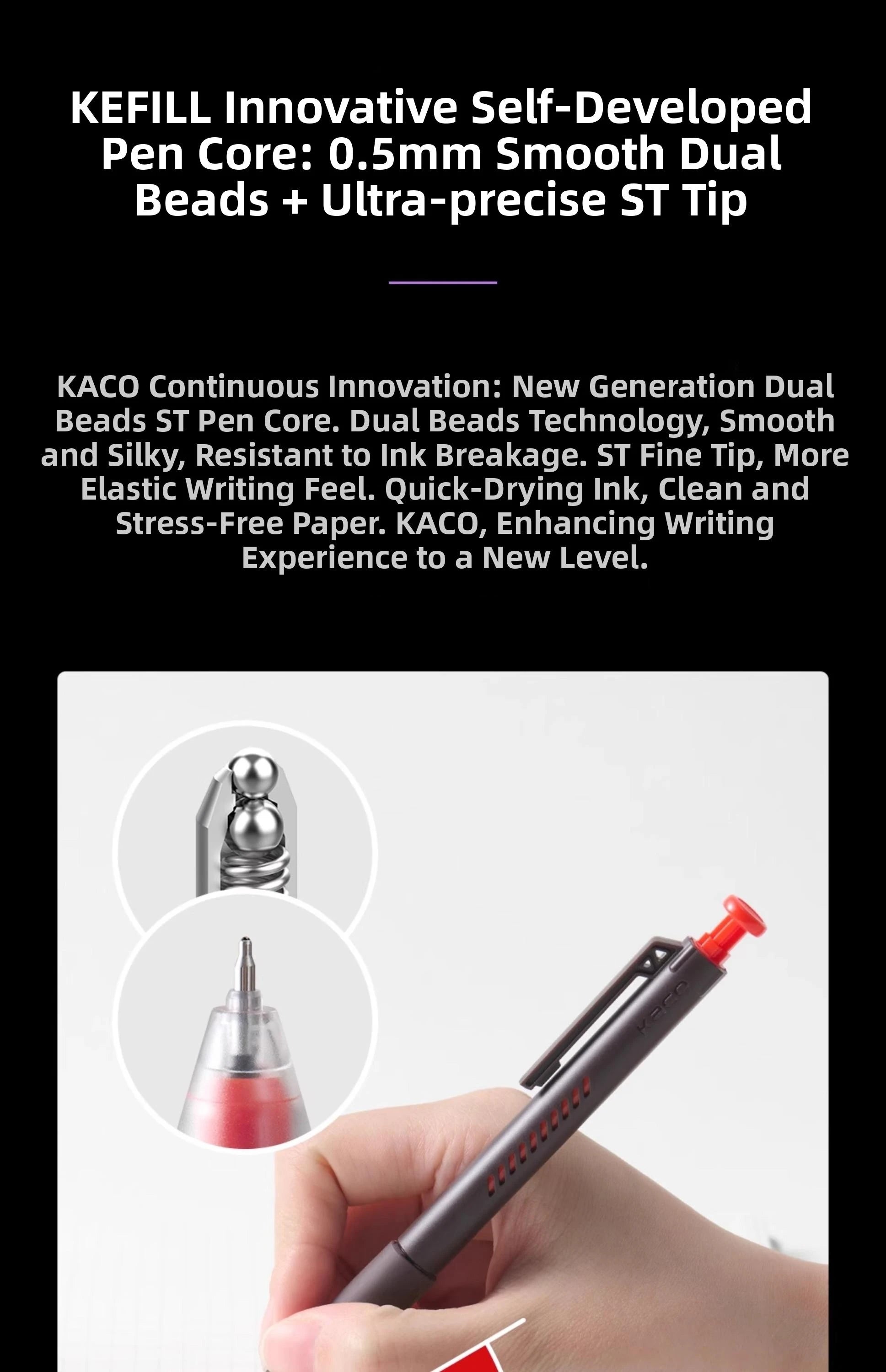 CowLost | product_id-kaco-on-zero-0-5mm-black-retractable-refillable-gel-pen-smooth-writing |15