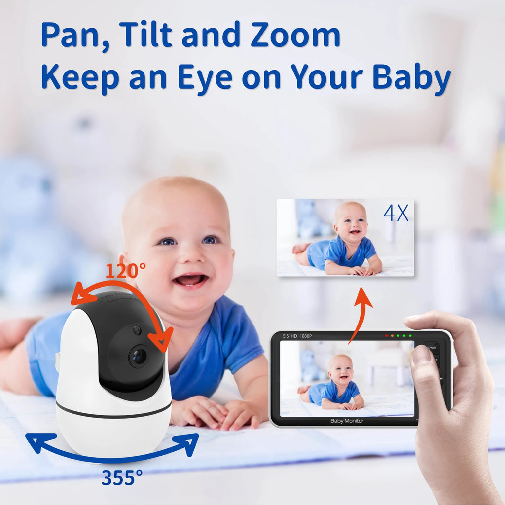CowLost | baby-transport-accessories-babystar-5-5-hd-baby-monitor-with-pan-tilt-zoom-1000ft-range-no-wifi-night-vision-temperature-lullaby-two-way-audio-vox-mode |22