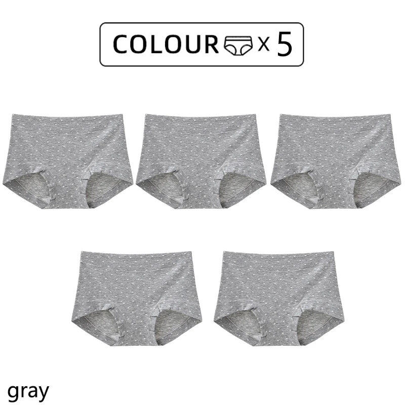 CowLost | product_id-fallsweet-5pcs-plus-size-womens-cotton-seamless-plaid-briefs-high-elastic-underwear |9