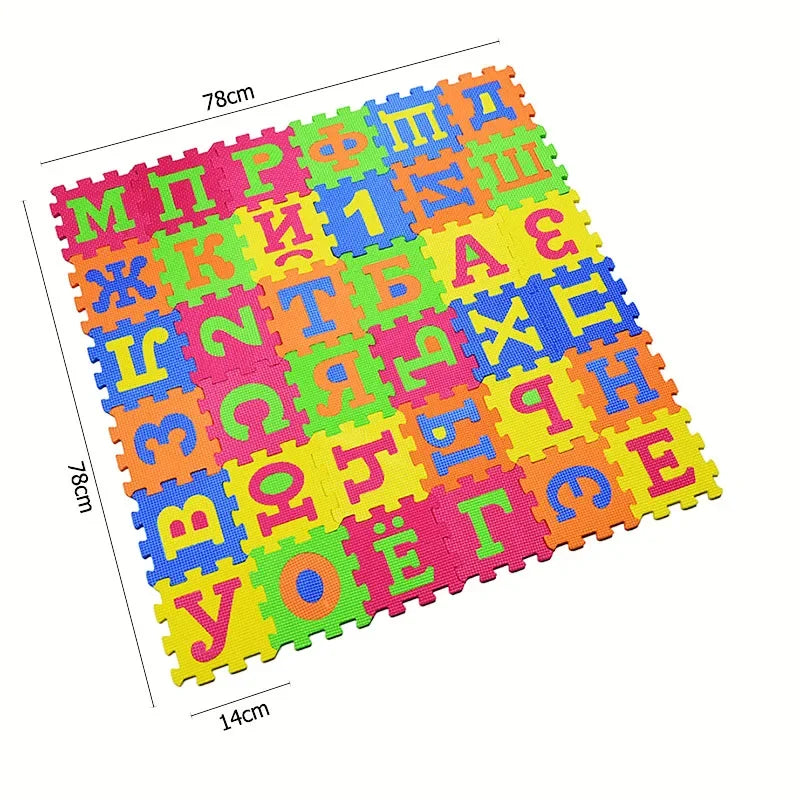 Russian Alphabet EVA Foam Puzzle Mat 36 Pcs Interlocking Floor Carpet 14x14cm