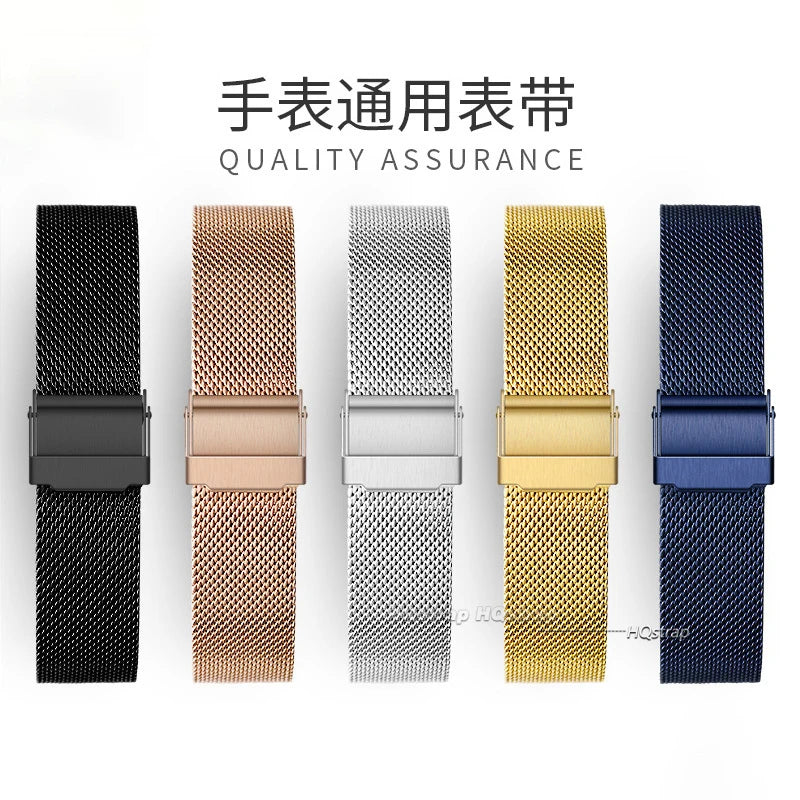 CowLost | product_id-universal-milanese-stainless-steel-watch-band-12-24mm-black-rose-gold-strap |4