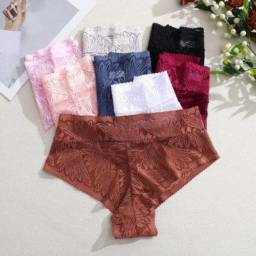 CowLost | activewear-pants-3pcs-lace-hollow-out-mid-waist-womens-briefs-set |2