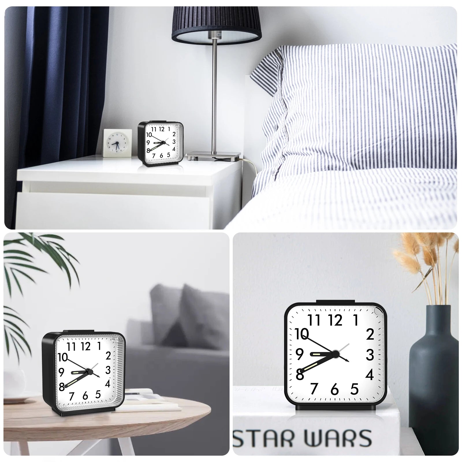 ORIA Analog Mechanical Alarm Clock Small Portable Bedside Desk Clock 4 Colors