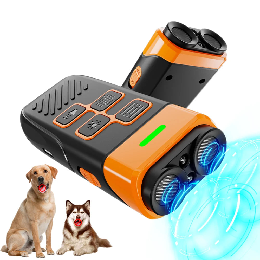 Dual Ultrasonic Rechargeable Dog Repeller with LED Flashlight for Training and Bark Deterrent