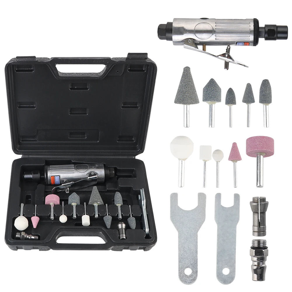CowLost | grinding-polishing-machine-kit-air-grinder-mill-engraving-tool-1-4-1-8-16pcs-pneumatic-die-grinder-air-die-grinder |5