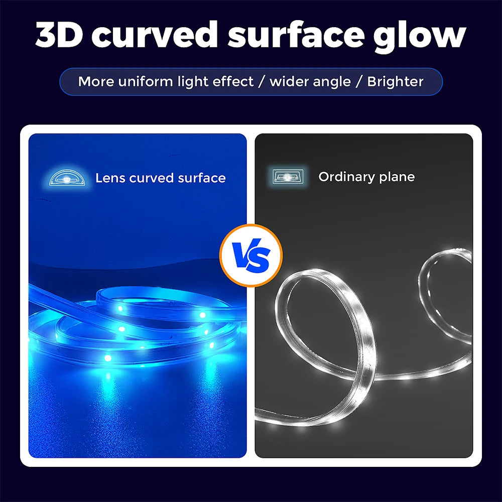 30M/20M RGB 5050 LED Strip IP65 Waterproof Silicone Tape with APP & 44-Key Remote, Music Sync, Color Change for Pool & Balcony