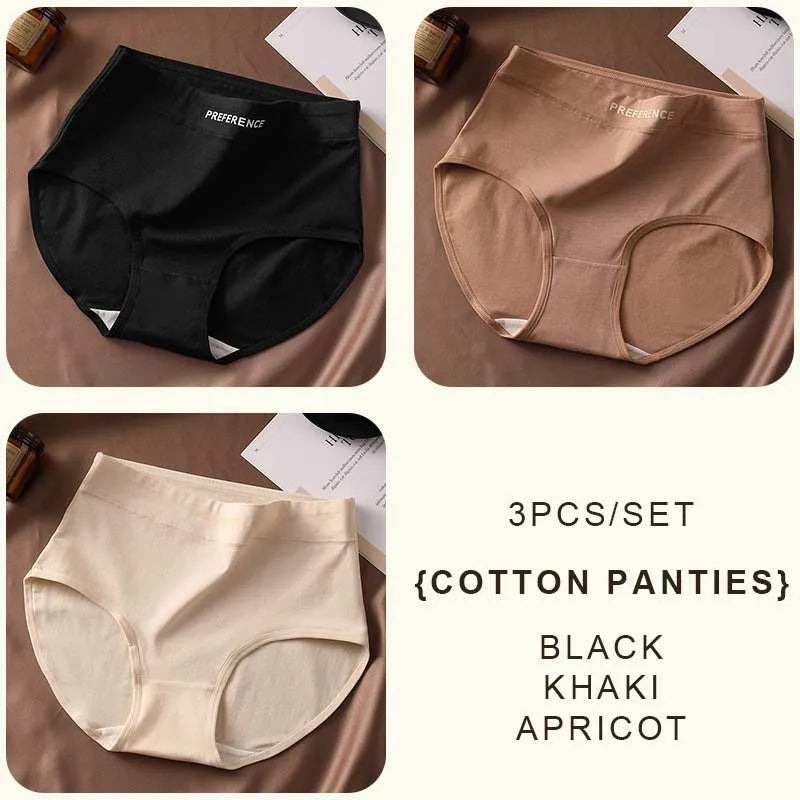 CowLost | product_id-fallsweet-3pcs-womens-large-high-waist-seamless-cotton-briefs |12