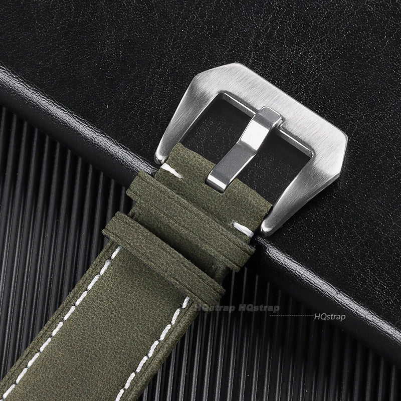 Vintage Matte Leather Watchband Strap 18-24mm Black Blue Brown Unisex