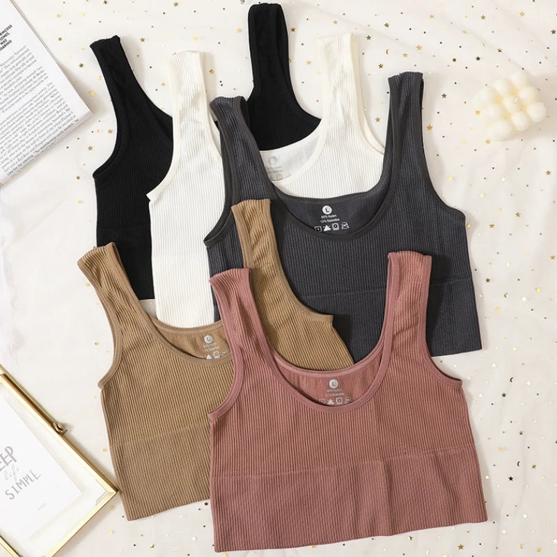 CowLost | product_id-seamless-ribbed-wireless-sports-bra-tank-top-crop-for-women |6